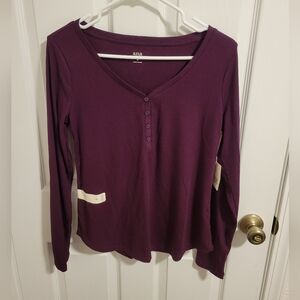 a.n.a Women's Deep Purple Henley Top